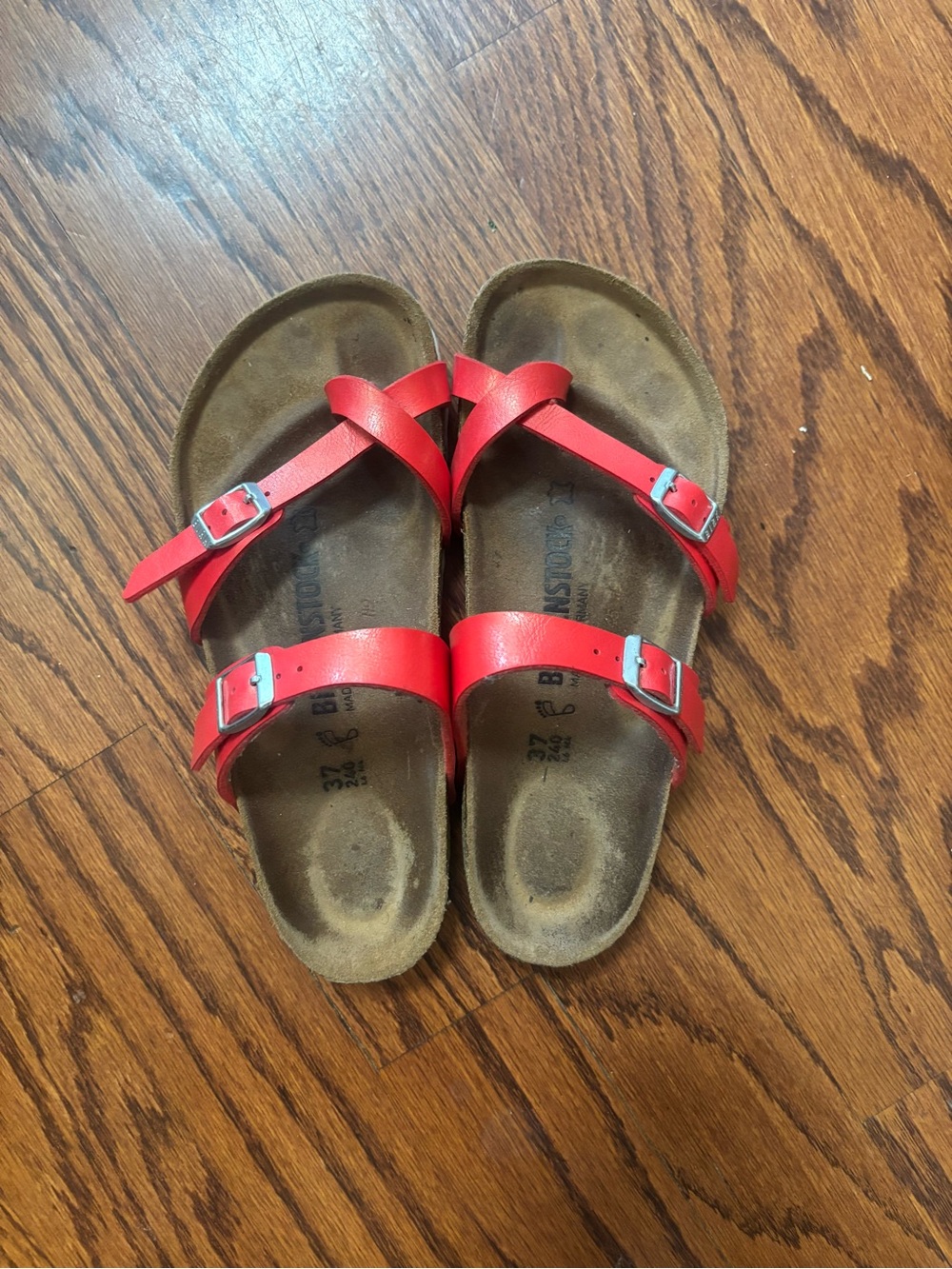 Birkenstock Red Two-Strap Sandals